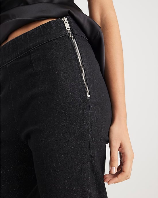 River Island Womens Slim Jeans Black Glitter Turn Up Cuff Denim - Image 4