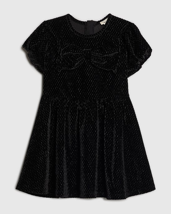 River Island Mini Girls Dress Black Velvet Bow - Image 1