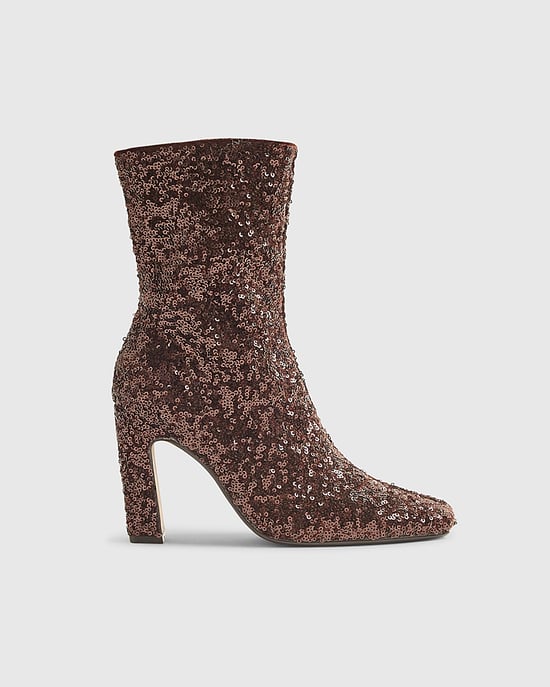 River Island Womens Sock Boots Bronze Sequin - Image 2
