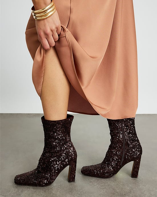 River Island Womens Sock Boots Bronze Sequin - Image 5