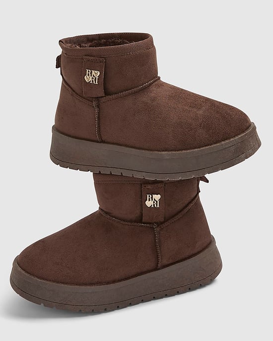River Island Girls Boots Brown Faux Fur Lined - Image 5