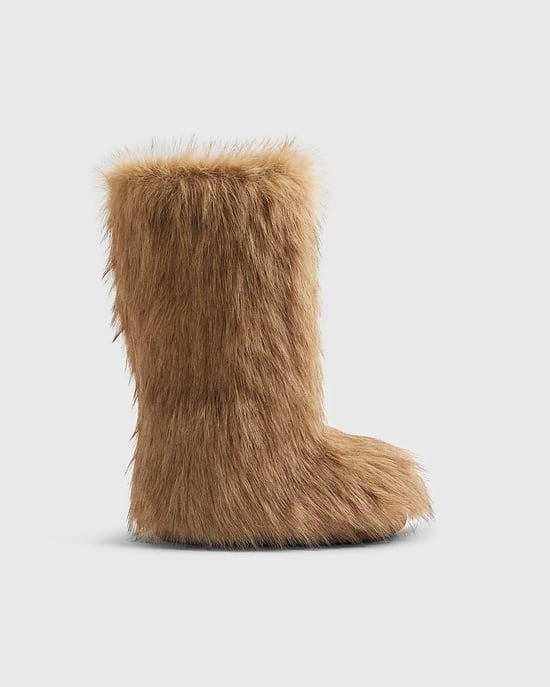 River Island Womens Boots Brown Faux Fur Round Toe - Image 2