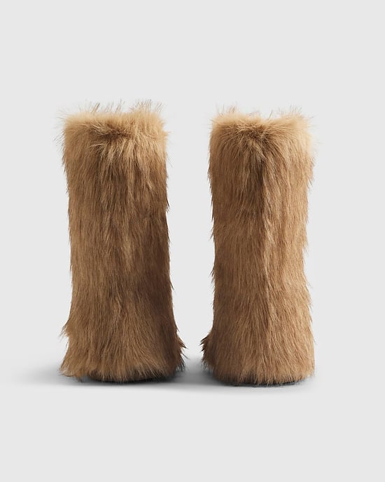 River Island Womens Boots Brown Faux Fur Round Toe - Image 3