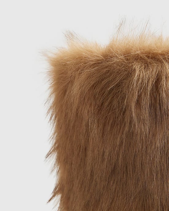River Island Womens Boots Brown Faux Fur Round Toe - Image 4