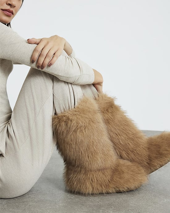 River Island Womens Boots Brown Faux Fur Round Toe - Image 5