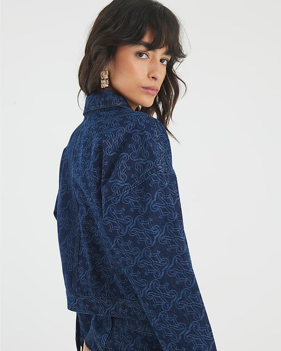 River Island Womens Jacket Blue Denim Monogram Print - Image 2
