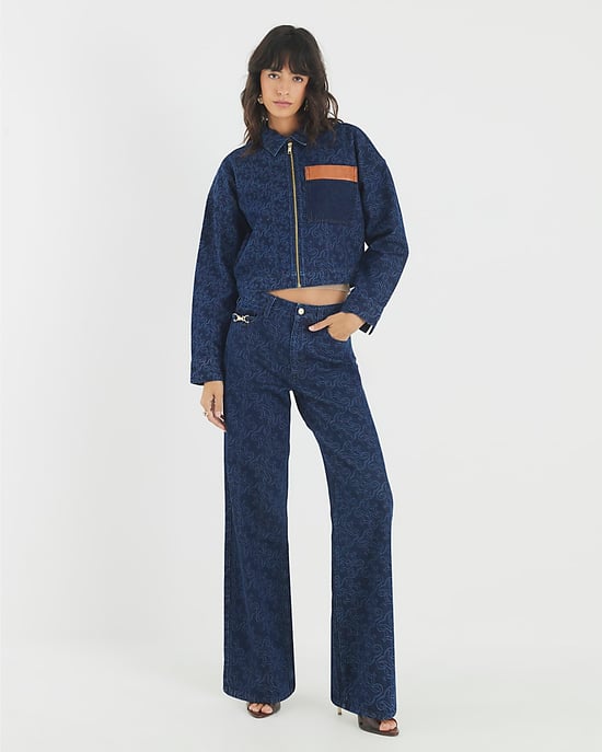 River Island Womens Jacket Blue Denim Monogram Print - Image 4