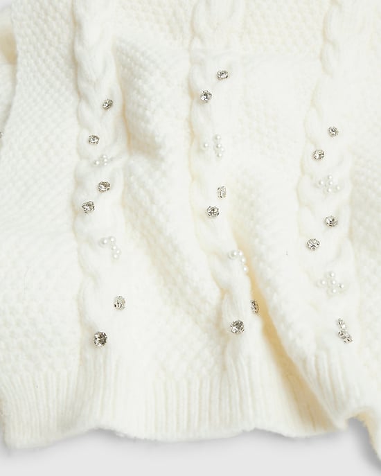 River Island Womens Hat & Scarf Set Cream Diamante 2 Piece - Image 3