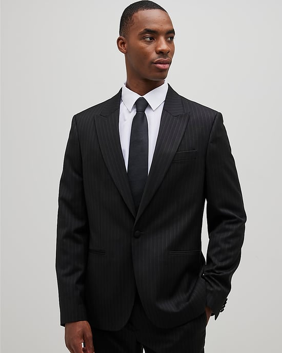 River Island Mens Suit Jacket Black Slim Fit Stripe - Image 1