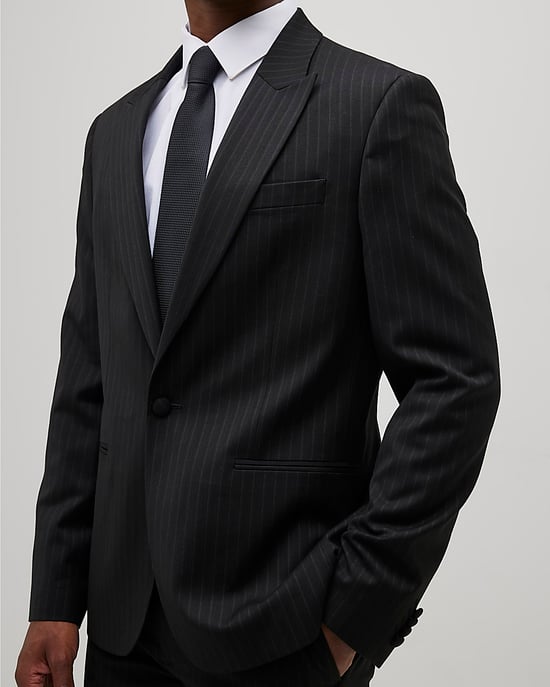 River Island Mens Suit Jacket Black Slim Fit Stripe - Image 2