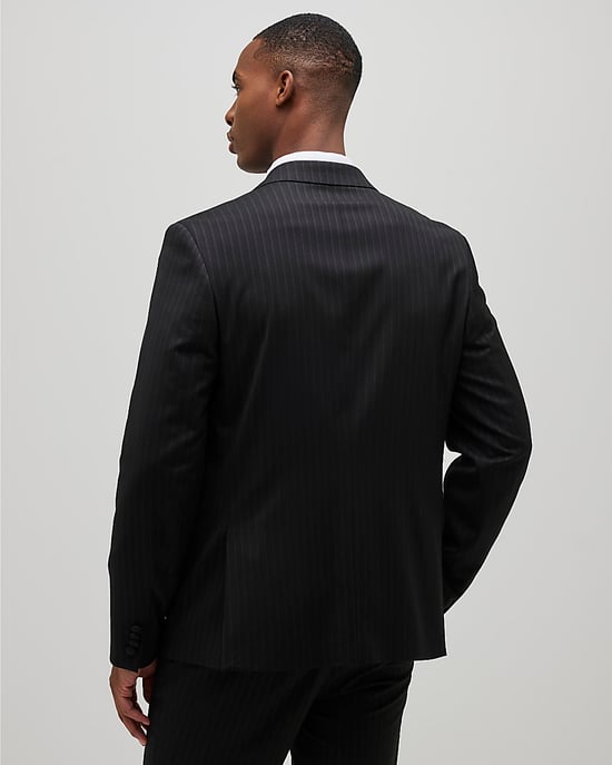 River Island Mens Suit Jacket Black Slim Fit Stripe - Image 3