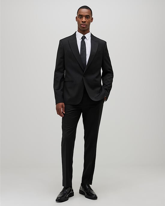 River Island Mens Suit Jacket Black Slim Fit Stripe - Image 4