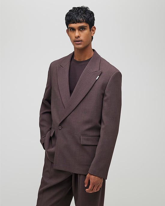 River Island Mens Suit Jacket Purple Relaxed Fit Wrap - Image 1