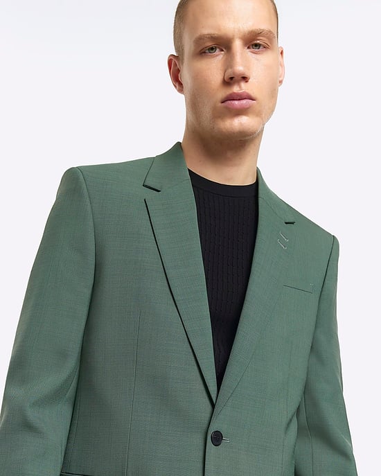 River Island Mens Suit Jacket Green Slim Fit - Image 3
