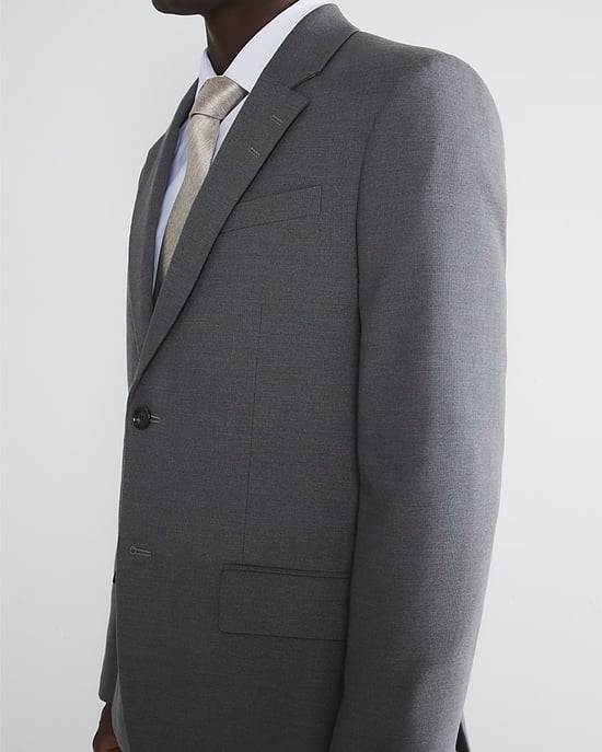 River Island Mens Suit Jacket Grey Stretch Slim Fit - Image 2