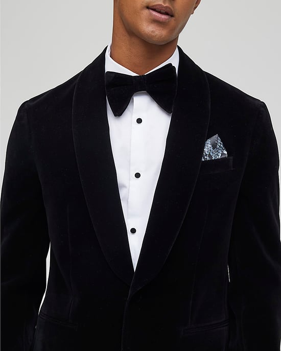 River Island Mens Suit Jacket Black Slim Fit Velvet - Image 2