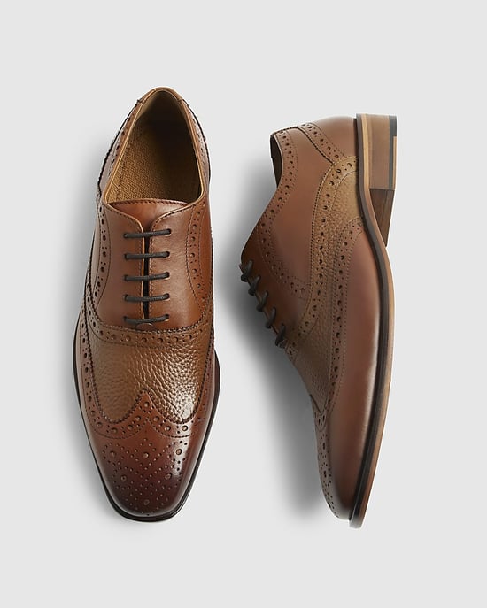 River Island Mens Brogue Shoes Brown Leather - Image 4