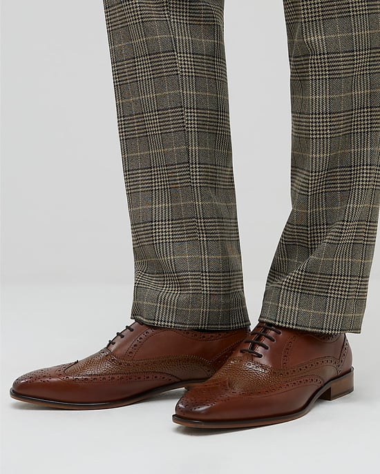 River Island Mens Brogue Shoes Brown Leather - Image 5