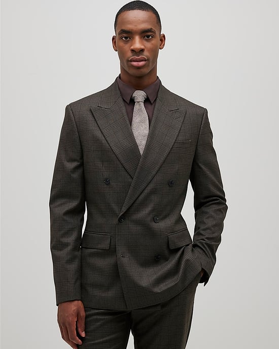 River Island Mens Suit Jacket Brown Slim Fit Check - Image 1