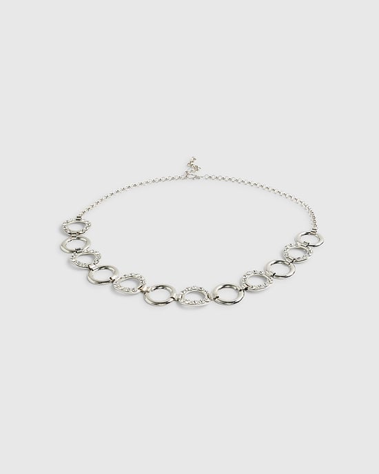 River Island Womens Belt Silver Metal Ring Diamante Embellishment - Image 2