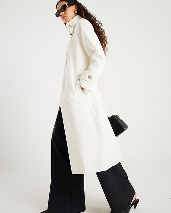 River Island Womens Coat Cream Handmade Wool Blend Funnel Neck - Image 3