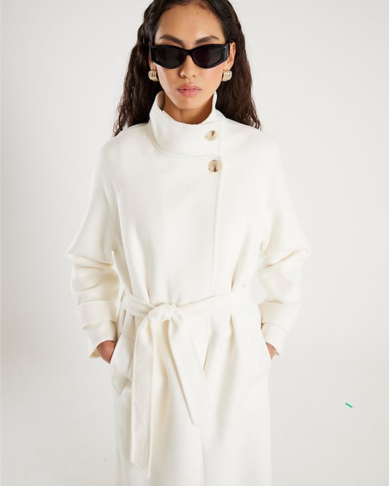 River Island Womens Coat Cream Handmade Wool Blend Funnel Neck - Image 4