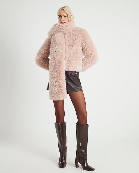 River Island Womens Jacket Pink Faux Fur Scarf - Image 1