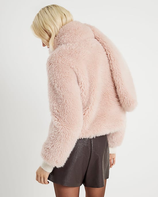 River Island Womens Jacket Pink Faux Fur Scarf - Image 3