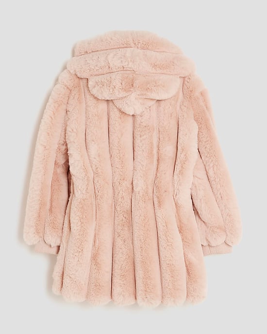River Island Girls Coat Pink Faux Fur With Bag - Image 4