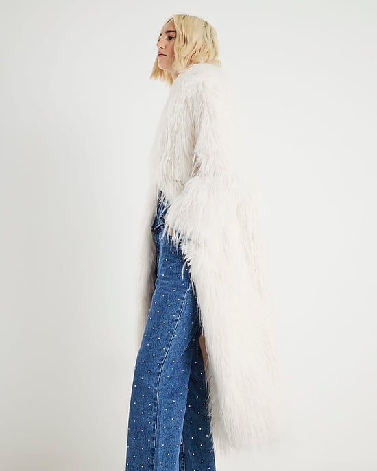 River Island Womens Coat Cream Faux Shaggy Fur Maxi - Image 2