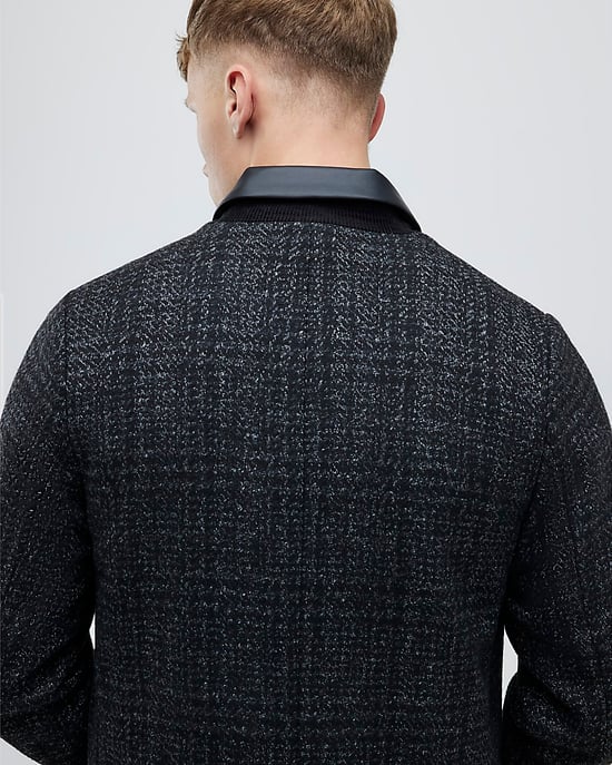 River Island Mens Overcoat Grey Check Collared - Image 3