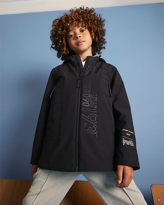 River Island Mini Boys Jacket Black Hooded Printed - Image 4