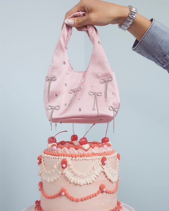 River Island Womens Grab Bag Pink Satin Diamante Bow - Image 5