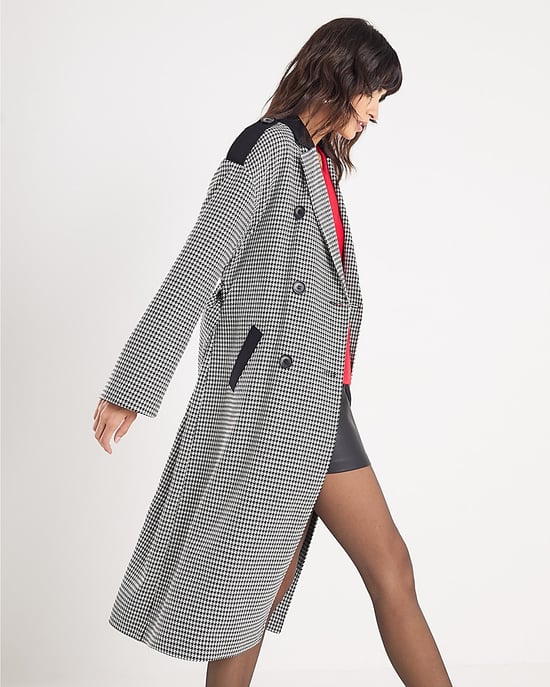 River Island Womens Trench Coat Black Dogtooth Print Tailored - Image 2