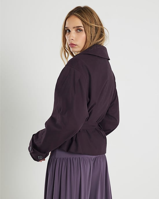 River Island Womens Trench Coat Purple Cropped - Image 2