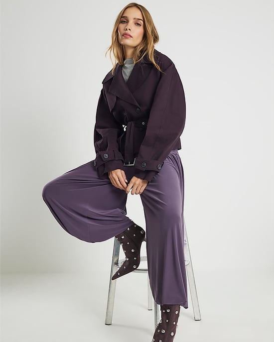 River Island Womens Trench Coat Purple Cropped - Image 3