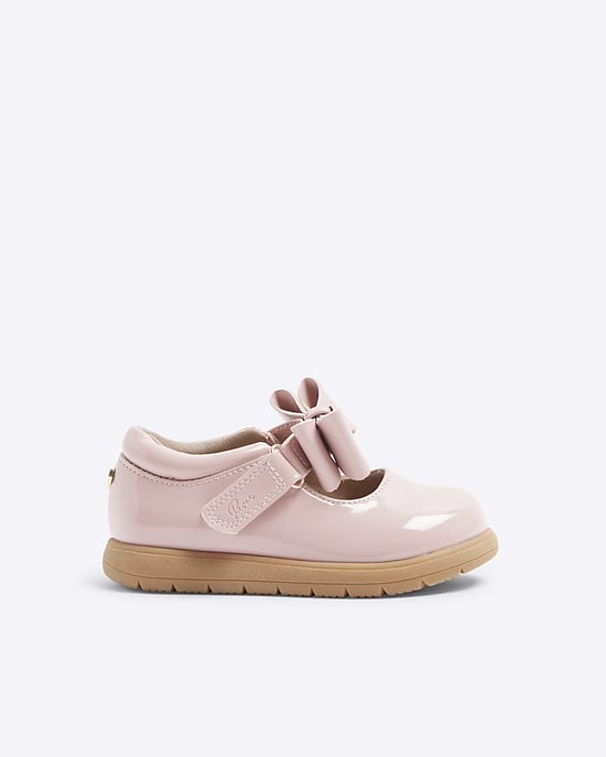River Island Mini Girls Mary Jane Shoes Pink Patent Bow - Image 2