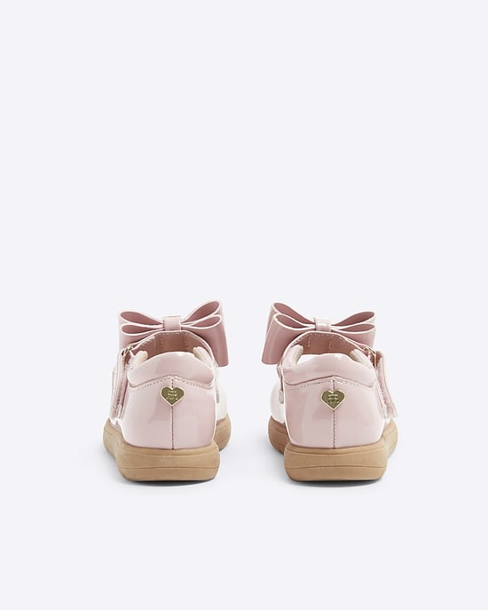 River Island Mini Girls Mary Jane Shoes Pink Patent Bow - Image 3