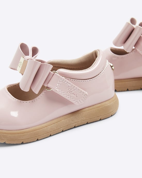 River Island Mini Girls Mary Jane Shoes Pink Patent Bow - Image 4