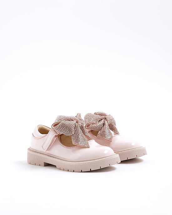 River Island Mini Girls Mary Jane Shoes Pink Diamante Bow - Image 2