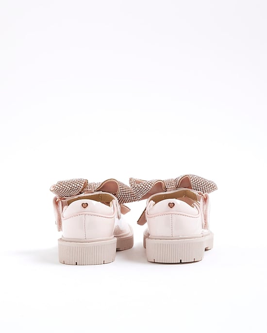 River Island Mini Girls Mary Jane Shoes Pink Diamante Bow - Image 3
