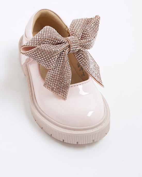 River Island Mini Girls Mary Jane Shoes Pink Diamante Bow - Image 5