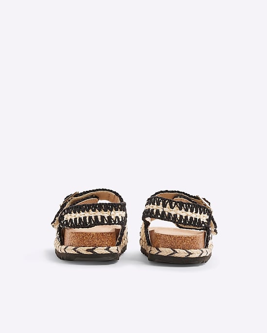 River Island Mini Girls Sandals Black Whipstitch Footbed - Image 3