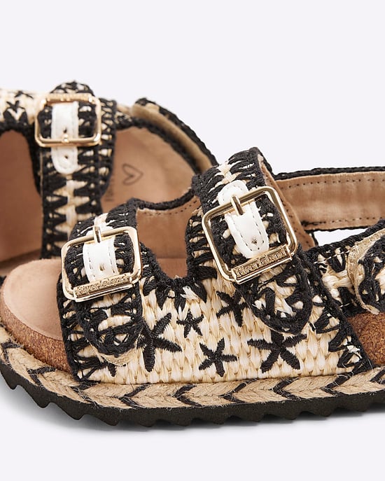 River Island Mini Girls Sandals Black Whipstitch Footbed - Image 4