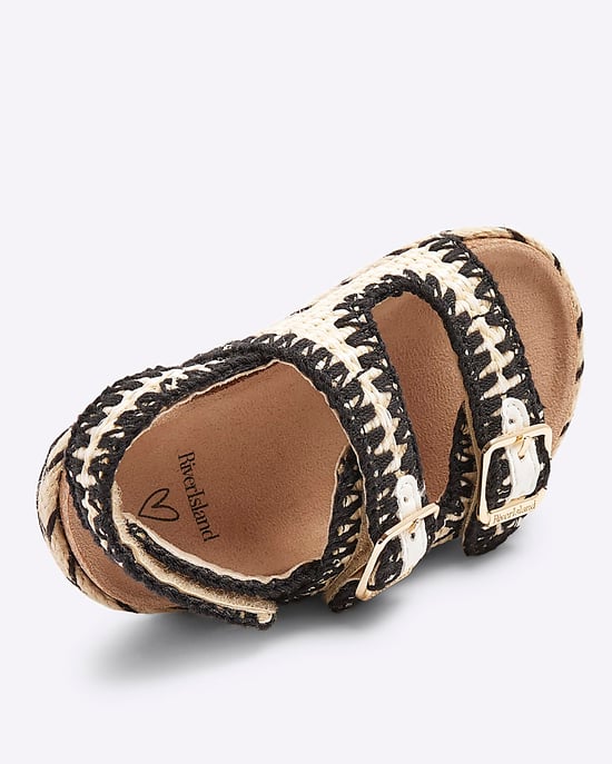 River Island Mini Girls Sandals Black Whipstitch Footbed - Image 5