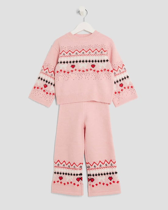River Island Mini Girls Jumper & Bottoms Set Fairisle 2 Piece - Image 5