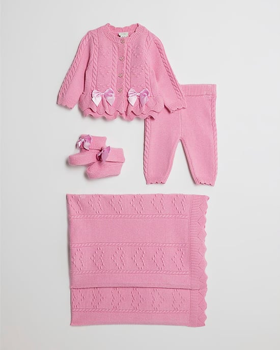 River Island Baby Girls Cardigan & Leggings Set Pink Gift 4 Piece - Image 1