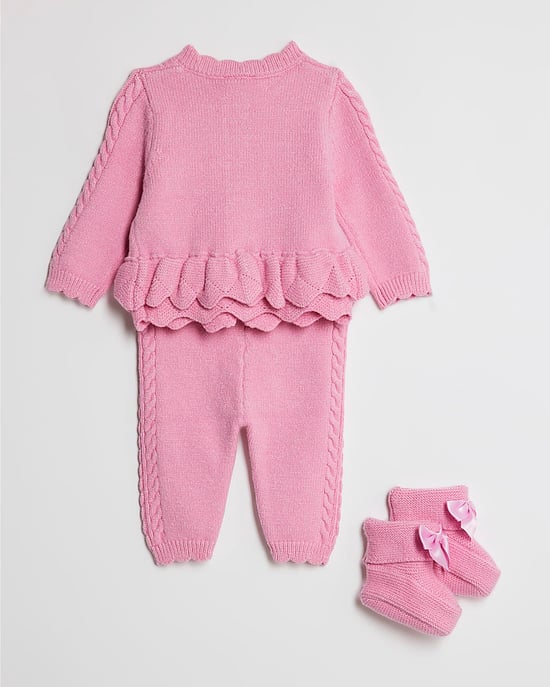 River Island Baby Girls Cardigan & Leggings Set Pink Gift 4 Piece - Image 2