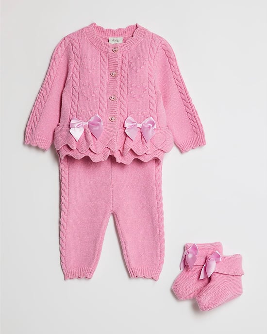 River Island Baby Girls Cardigan & Leggings Set Pink Gift 4 Piece - Image 5