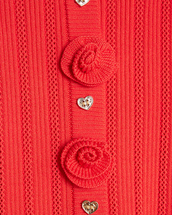 River Island Mini Girls Cardigan & Bottoms Set Red Rose 2 Piece - Image 3